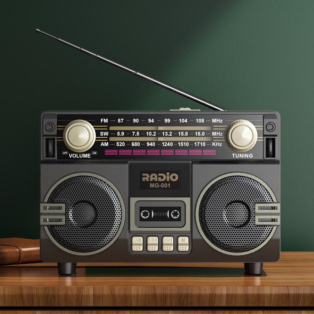 Retro Solární Rádio FM AM SW Přenosný Přijímač Bluetooth 5.3 Reproduktor MP3 Přehrávač Hudby Podpora USB TF Karta Nabíjení Typu C