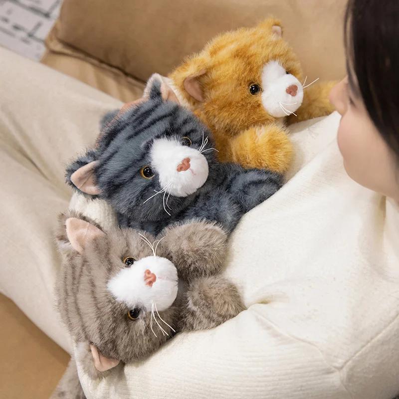 Realistic Lifelike Cat Plush Toy Soft Stuffed Animal Cute Kitten Doll for Kids Adults Home Decor Perfect Birthday Christmas Gift