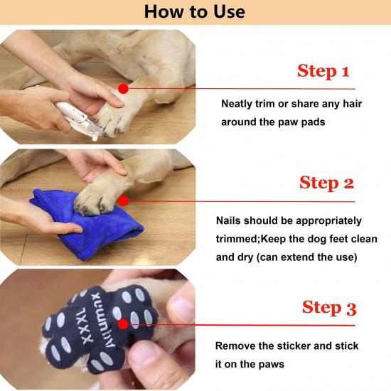 Dog Paw Protector Gripper Traction Pads,Dog Paw Covers,Foot Stickers in Summer Hot/Winter Cold Pavement,Dog Shoes Booties Socks Replacement,12 Sets