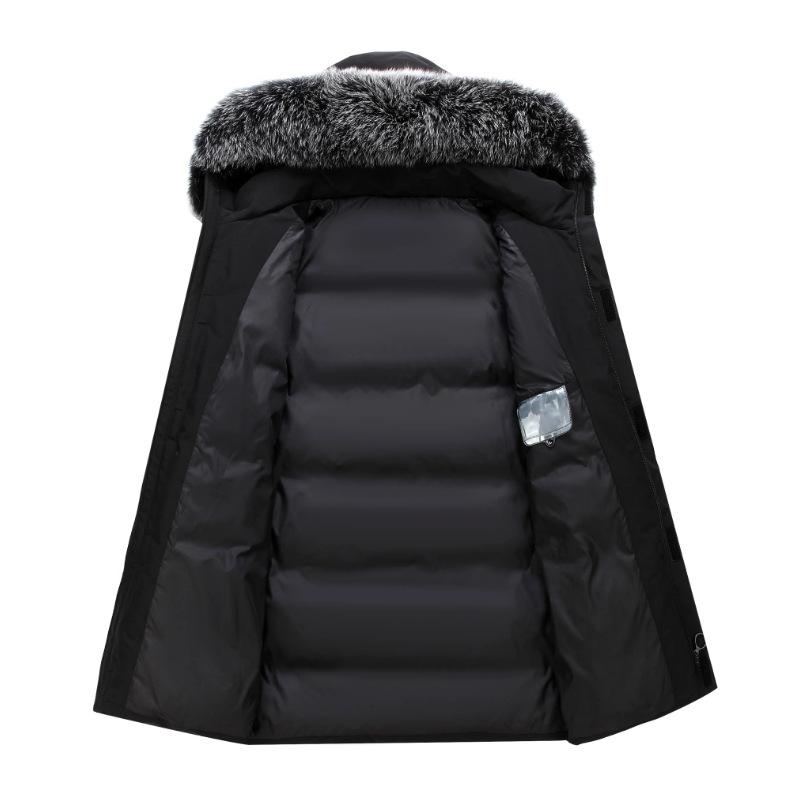 Autumn Winter Men Windproof Down Jacket Coats Mens Warm White Duck Down Hooded Jacket Parkas Multi Pockets Overcoat Male