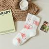 Half fleece socks women's, autumn and winter fleece thickened medium tube socks, coral fleece warm sleep floor socks confinement socks