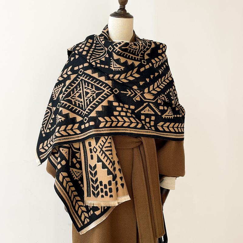 Geometric Abstract Graphic High-End Art Ladies Thermal Scarf Niche Personality Air Conditioning Shawl