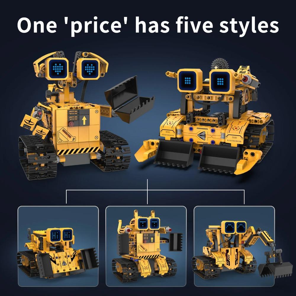389PCS 5-in-1 Remote Control Robot Building Blocks Set, Desktop Ornament, Educational Model Assembly Toy, Kids Birthday Gift