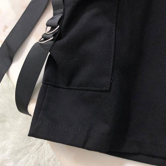Mid-Rise Elastic Waistband Multi Pockets Chain Strap Decor Men Shorts Outdoor Fitness Cargo Short Pants