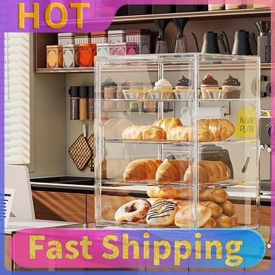 4-stufige Bäckerei-Konditorei-Auslagevitrine mit Deckel Acryl-Aufbewahrungs-Organizer Tischplatten-Ausstellungsständer für Hochzeiten, Veranstaltungen, Obstschale