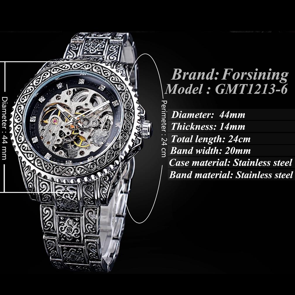 Mechanische Herrenuhr Automatische Armbanduhr Luxus Diamant Edelstahl Skelett Uhren Gold Relogio Masculino