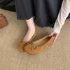 Candy Bow Light Mouth Suede Round Head Ballet Shoes Women's Soft Flat Bottom One Pedal Mary Jane Single Shoes