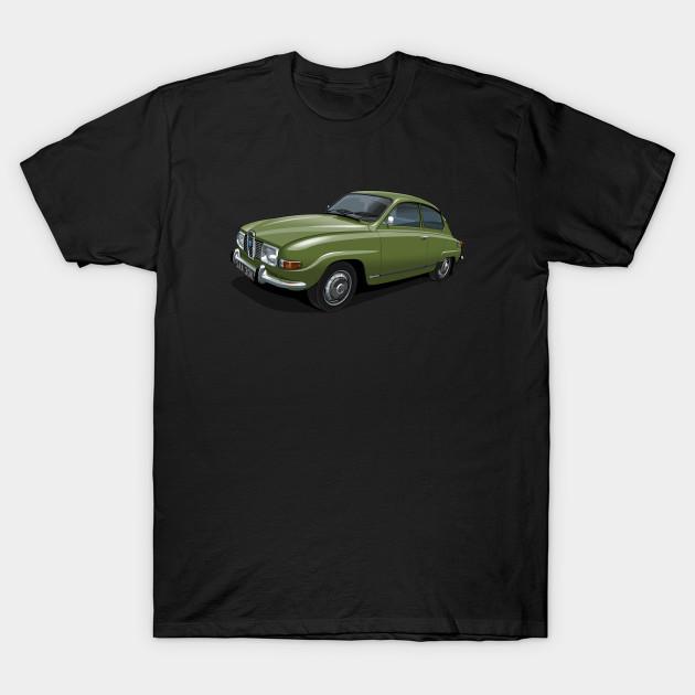 

Men Black Print T-shirt 1971 Saab 96 Saloon In Verona Green No-Cut Transfer Paper Print Cotton Tshirt 4XL чорний