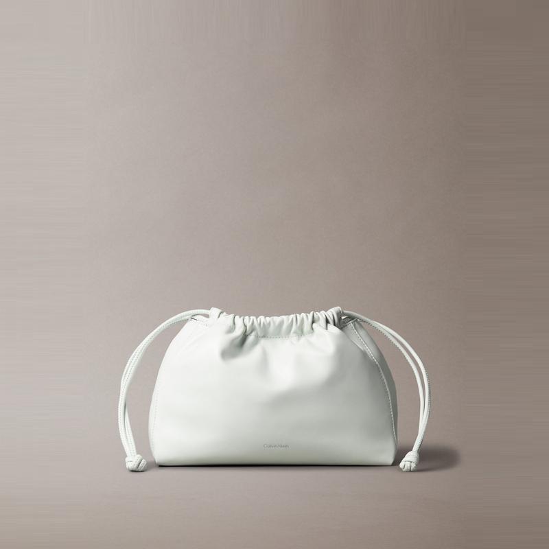 Calvin Klein shoulder bag SS25 Casual Elegant Sweet Commuting Letter Crossbody Blouson Cloud Lucky Mixed Material Medium Women's GN9-Moonlight White