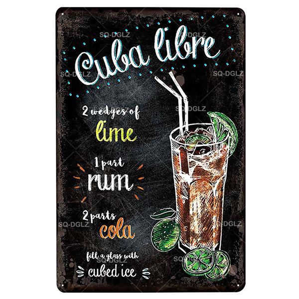 [SQ-DGLZ] Mojito Metal Sign Vintage Metal Plaque Plates Decor For Pub Bar Home Wall Decor Tin Signs Cocktail Poster Gift