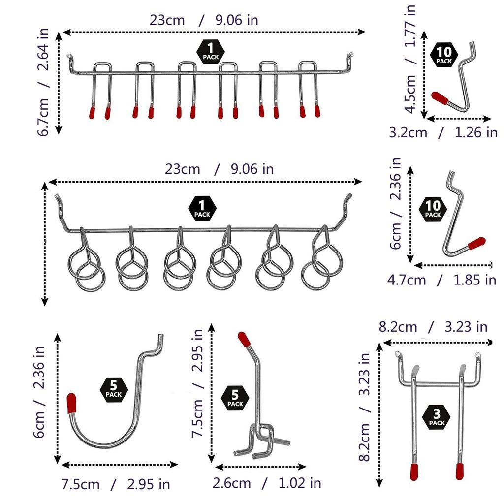 Multipurpose 114pcs Pegboard Hook Set with Sturdy Metal Bins for Organizing Tool Craft Supplies and Power Equipment