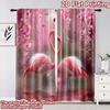 2D Flat Printing 2pcs Curtain Window Treatment Curtains Valentine Flamingo Love Digital Printed Polyester Drapes Festive Wall