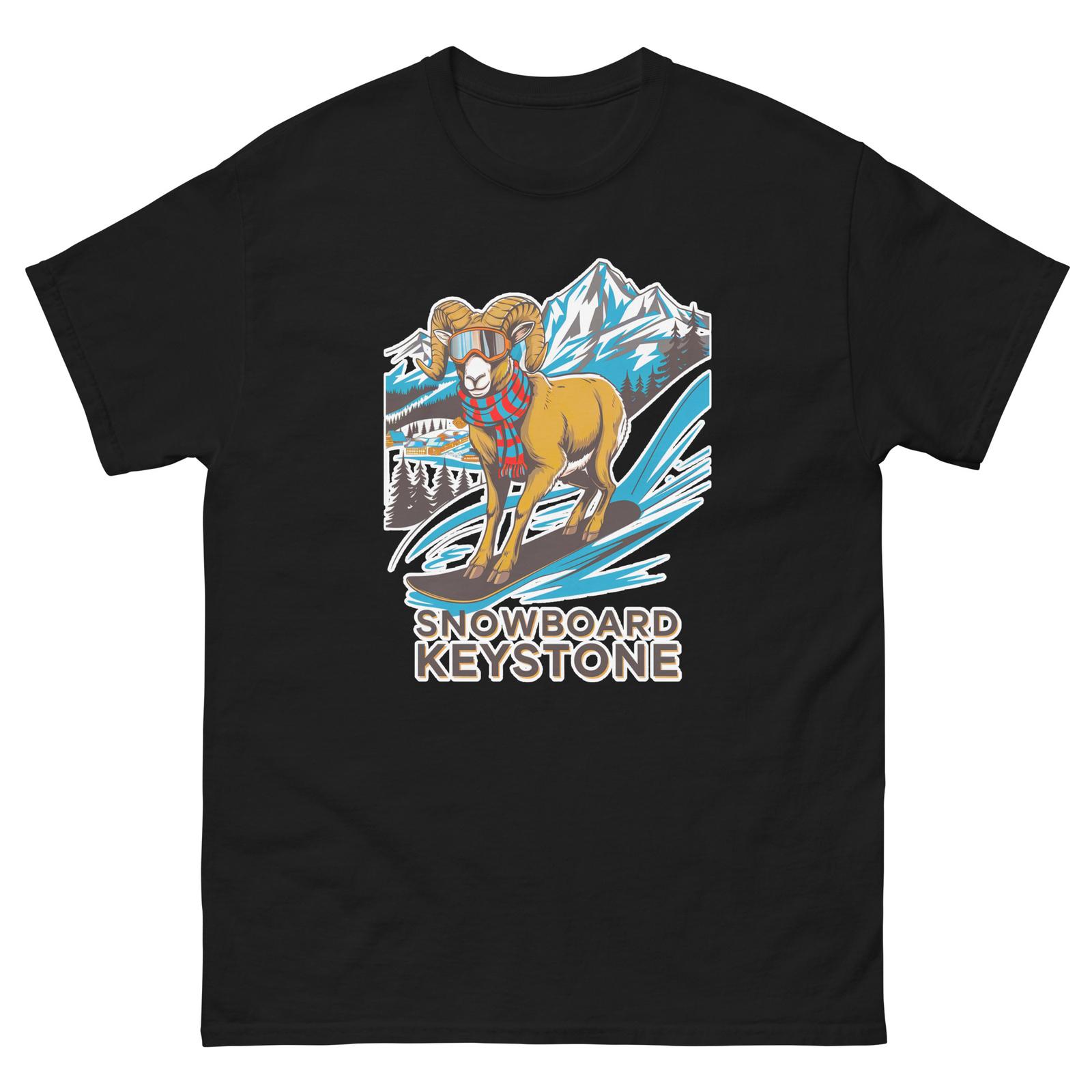 Snowboard Keystone Big Horn Sheep USA Snowboarding Animal T-Shirt S