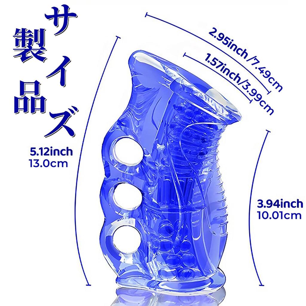 Orirya Reusable and Washable Penetrating Adult Toy for Soft TPE Masturbator with 3 Finger Blue Masturbator, Type, Men, Holes,