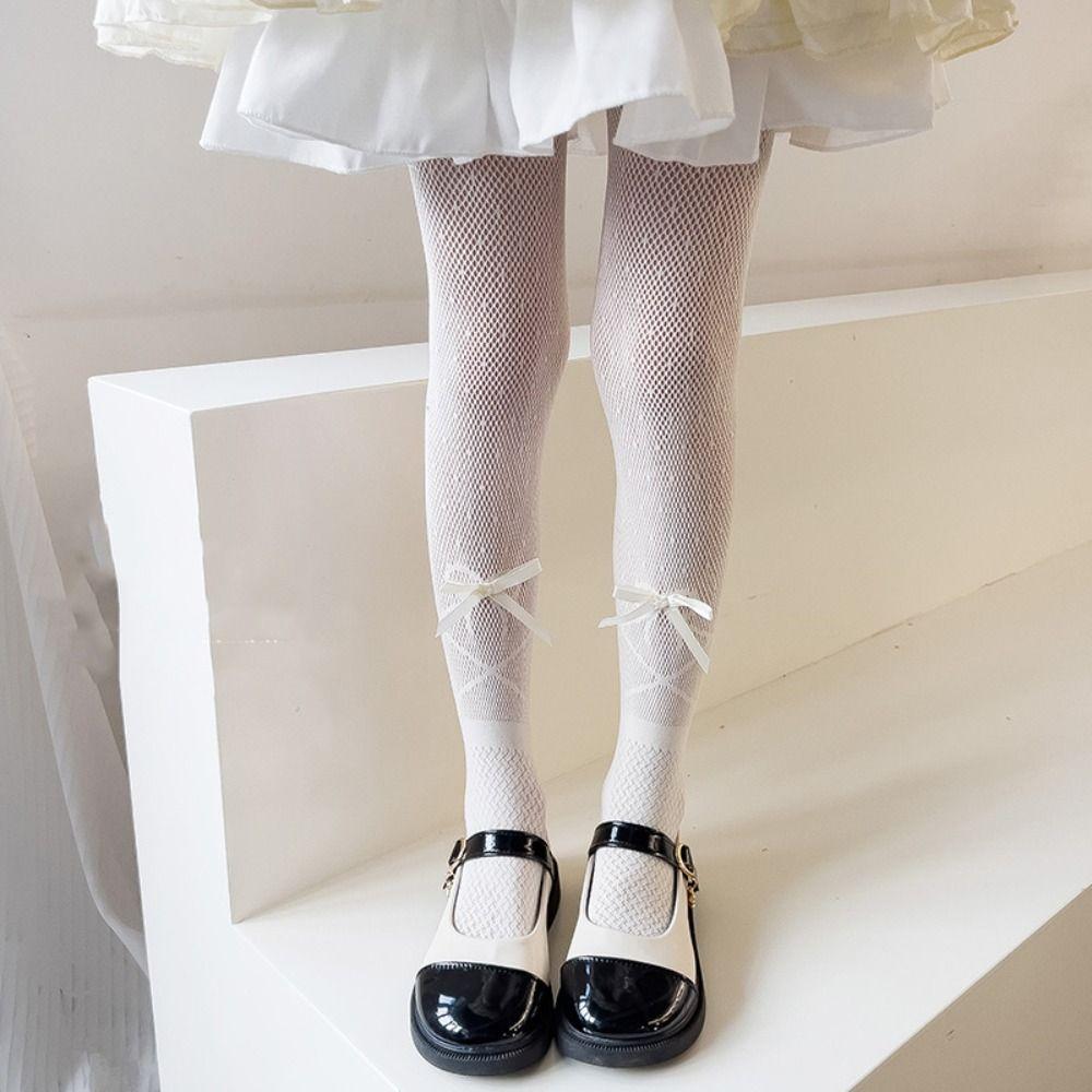 

Детские колготки с бантиком, ажурные, эластичные, детские чулки, детские носки L-A