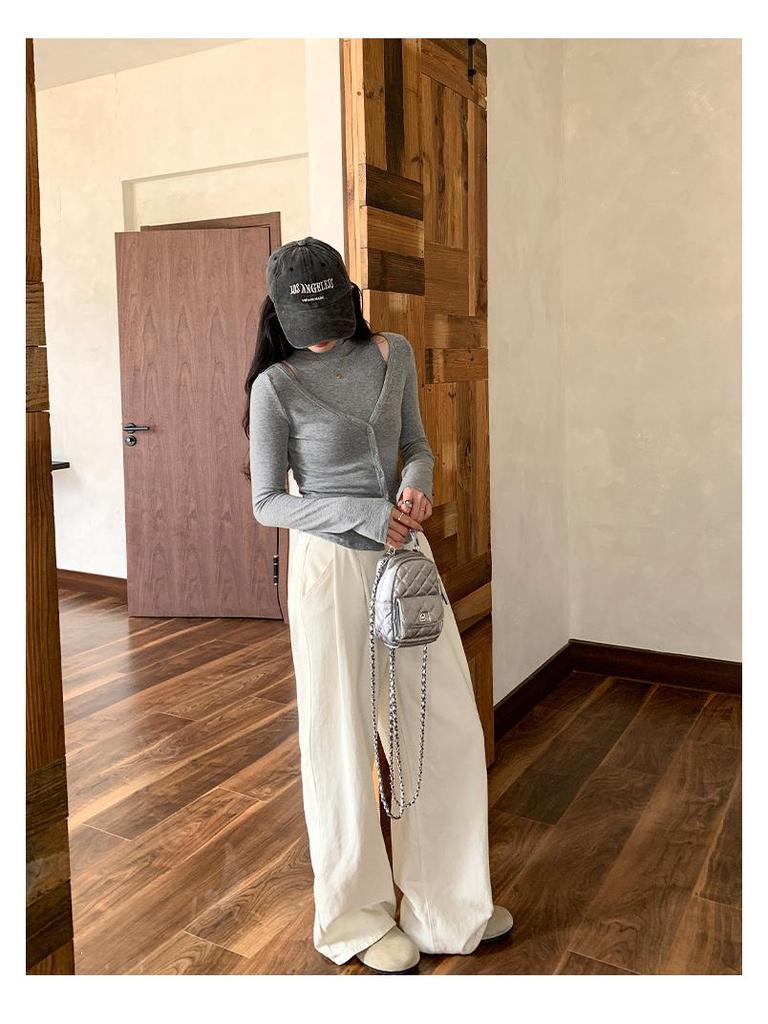 Designer High-Neck Sleeveless Cardigan & Slim Base Layer Set - Versatile Autumn/Winter Style
