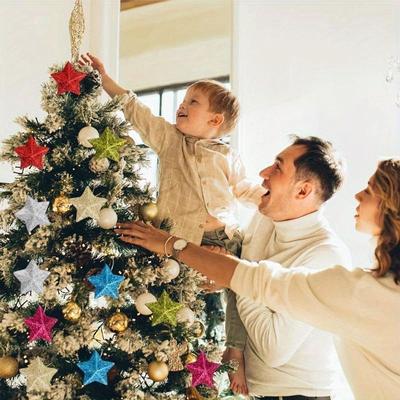 Heißer Verkauf Goldener Glitzer Stern Weihnachtsornamente Glamouröser Stil Kunststoff Hängedekorationen für Zuhause Weihnachtsbaum Feiertagsparty