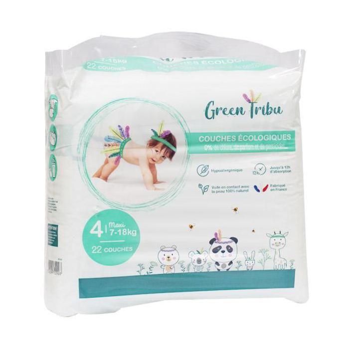 Green Tribu Couches Écologiques Taille 4 7-18 Kg 22 Unités