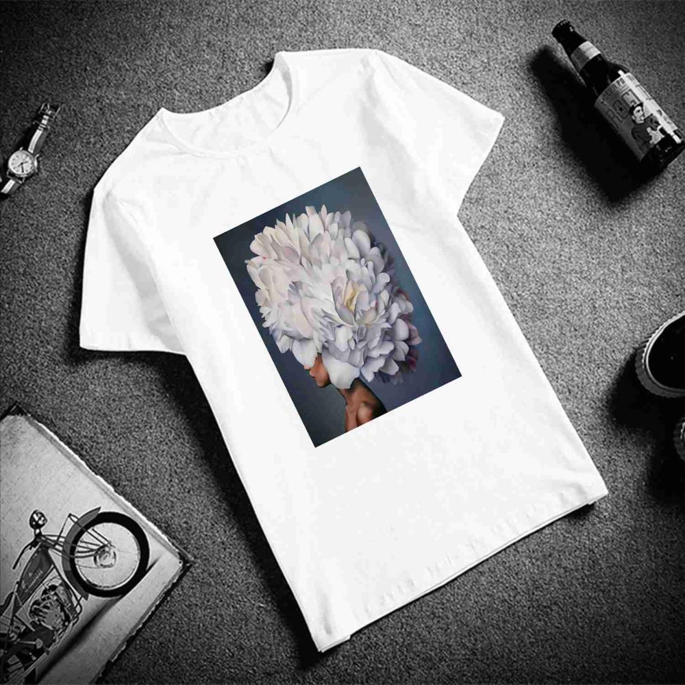

Abstract Flowers Animal Cotton O Neck T-Shirt Ulzzang Aesthetic Funny Tshirt Plus Size Short Sleeve Brand Female T Shirts Femme L білий