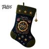 Soft Fabric Gift Bags for Candy USA 250th Anniversary 1776-2026 Embroidered Christmas Stocking, 18 Inch Large Sacks Neighbors Friends Patriotic