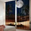 2Pcs Curtain Sahara Desert Night Islamic Full Moon Starlight Holy Night Fire Camp Tent Camels Palm Tree For Living Room Bedroom