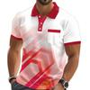 Trendy Short Sleeve Polo Shirt, Geometric Pattern, Casual Men's Top