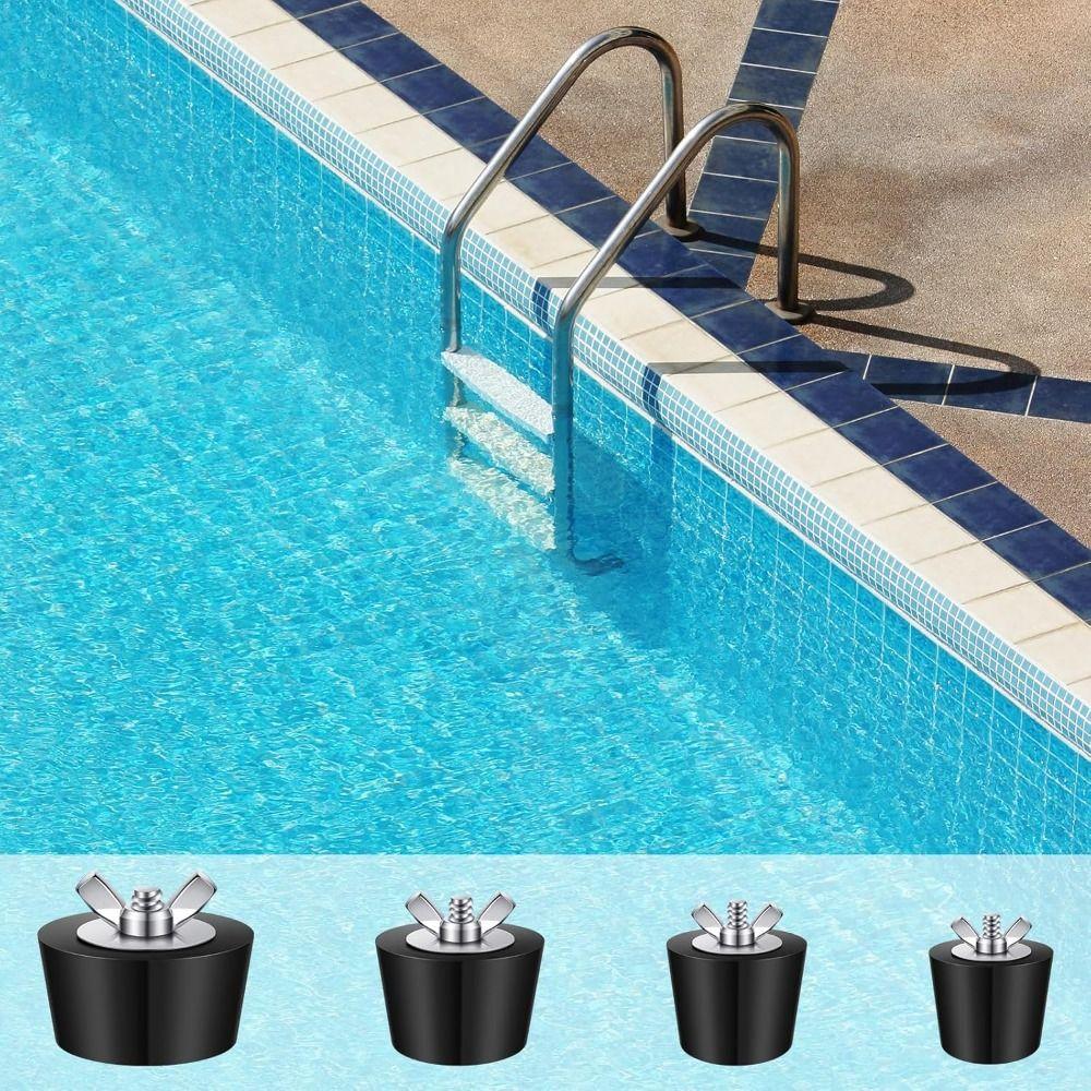 New Rubber Pool Winterizing Plug With Stainless Steel Screw Black Swimming Pool Leak Proof Pool Plugs