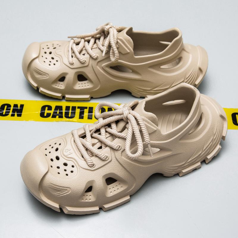 

Спортивные сандалии, мужская летняя пляжная обувь, шнуровка, парная обувь с отверстиями, полые садовые туфли для воды 45 бежевый