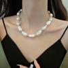 French Vintage Irregular Baroque Imitation Pearl Necklace Female Tide OT Buckle Neck Chain Personalized Clavicle Chain