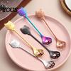 Cute Cat Paw Spoon Coffee Spoon, Stainless Steel Claw Teaspoon, Embossed Design Multi-Color Electroplated Stirring for Ice Cream Yogurt