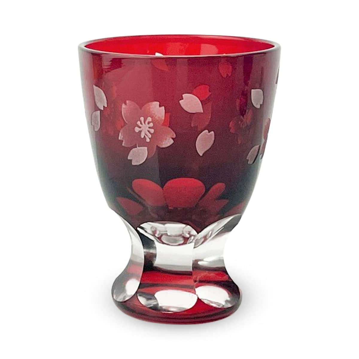 

Kiriko Glass Japanese Sake x Cherry Blossom 755308 J-kitchens Cup, Cup, 59 H80mm, 80cc, Red, No.