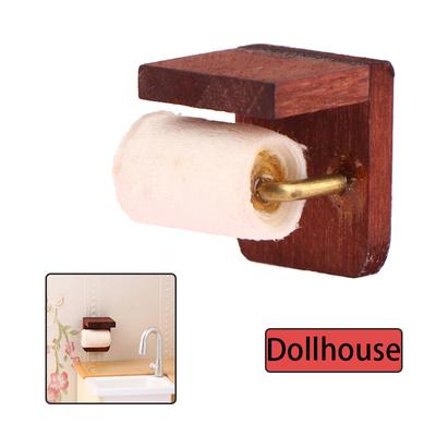 1:12 Puppenhaus Miniatur Taschentuchpapier Rolle Papier mit Ständer Modell Badezimmer Dekor Spielzeug Puppenhaus Zubehör