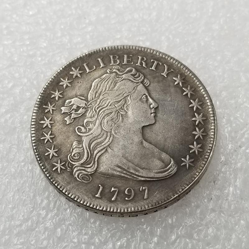 Antique Craftsmanship 1797 Silver-Plated Brass Eagle Coin Bust No