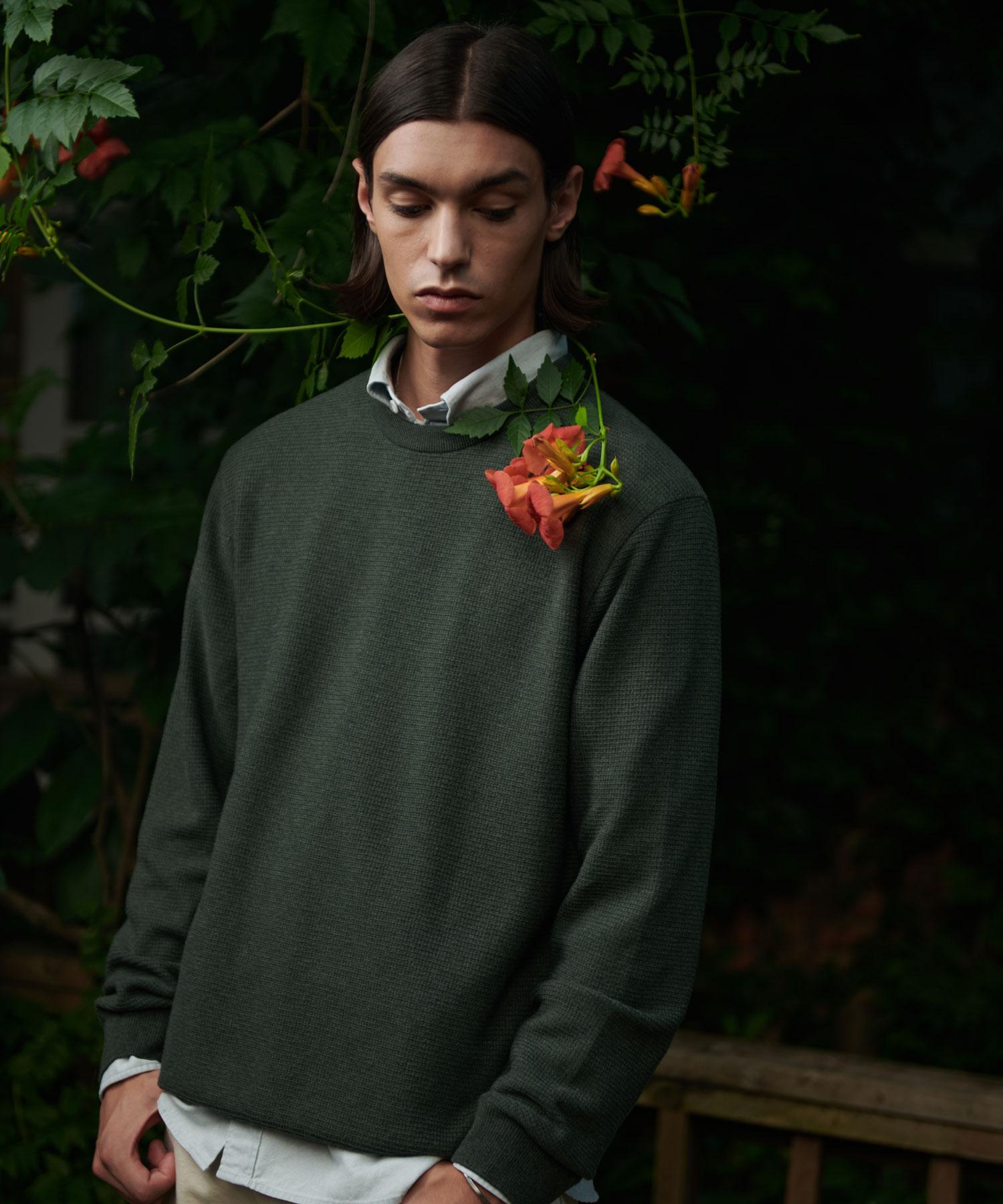 Prod Shirt Organic Pique Crew Neck Knit (Dark Olive) Dark Olive/M(48)