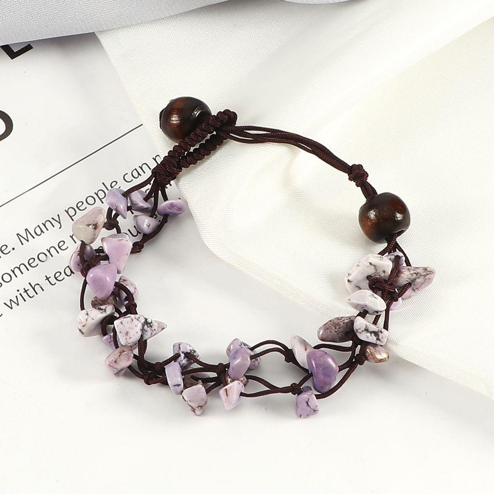 Adjustable Length Braided Bracelet Braided Design Ankle Chain Crushed Stone Bracelet Gift Giving