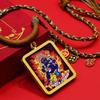 Schwarzer Dzambala Sechsarmiger Mahakala Thangka Anhänger mit Fünf Reichtumsgöttern und Ga'u Box Kette