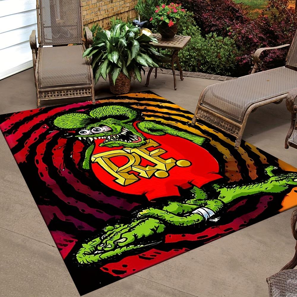 1pc Funny Fink Rat Cartoon Area Mat  Crystal Velvet, Non-Slip Floor Mat for Living Room, Bedroom, Office & Outdoor Spac