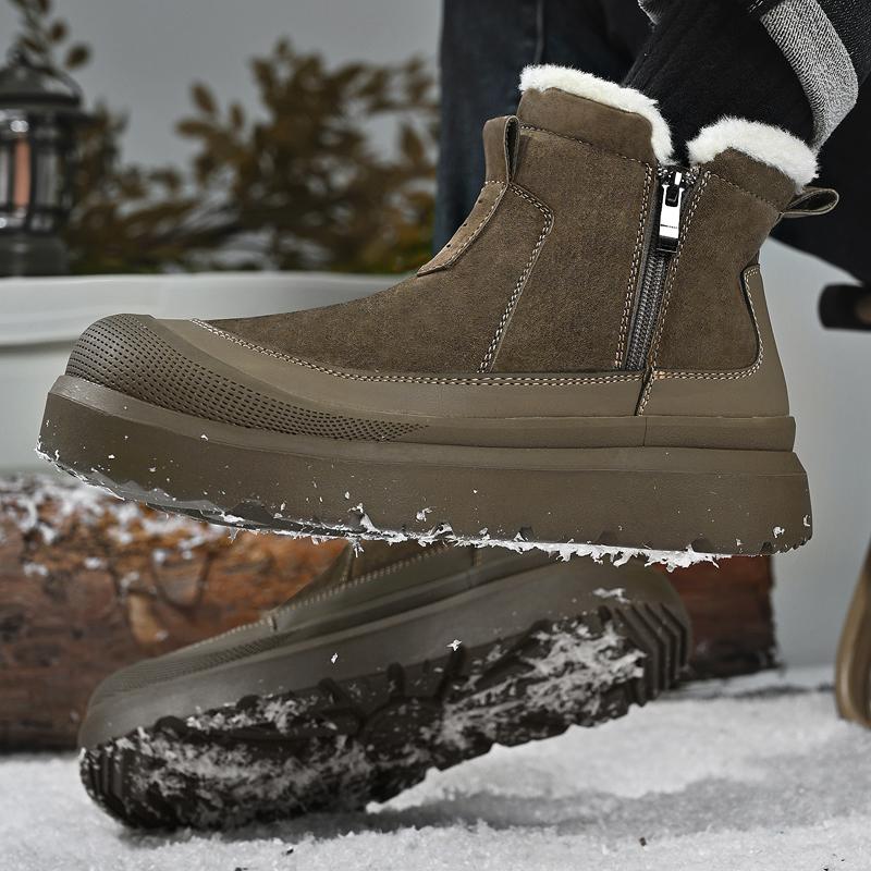 New Men's  Warm Cotton Shoe Men's Winter Slip-on Snow Boots Men for Work Ankle Boots Male Winter Thick Bottom Outdoor Casual Shoes