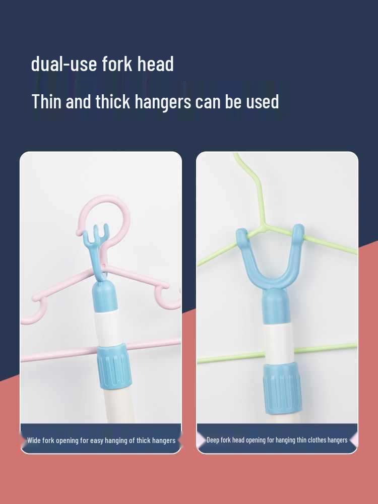 Child Retractable Clothes Drying Pole - Plastic Household Hanger and Rack