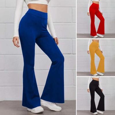 Damen Bauchkontrolle Hohe Taille Schlaghose Einfarbig Sporthose Elastischer Bund Streetwear Lässig Komfort