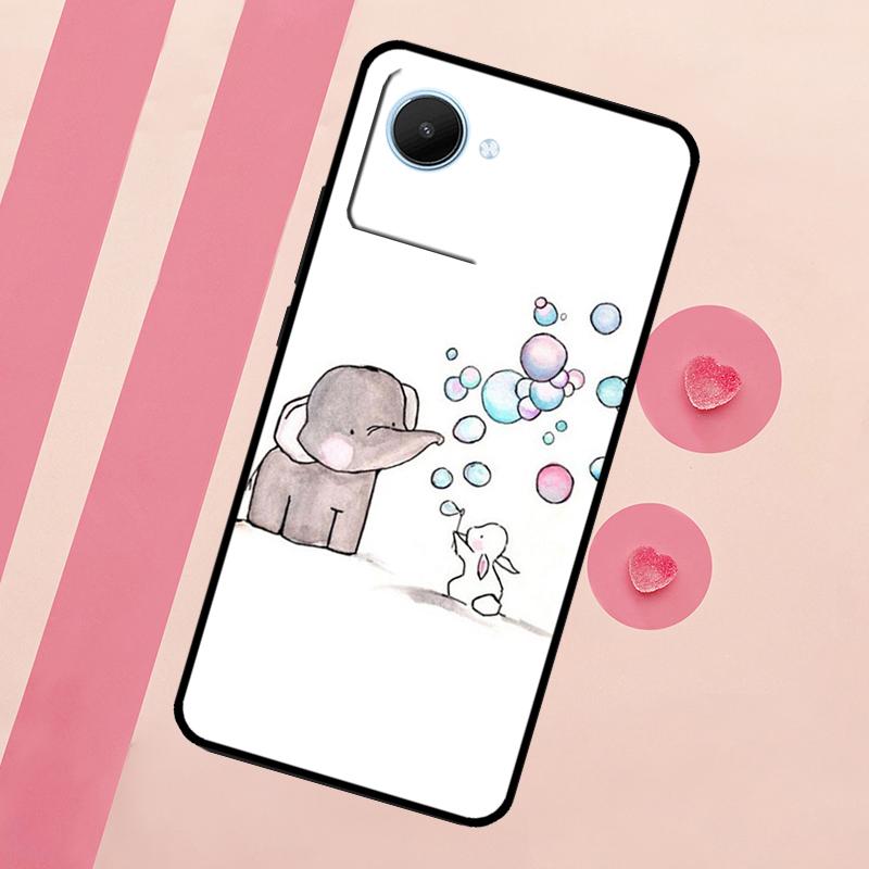 Cute Elephant For Realme 10 11 12 13 14 Pro Plus C55 C71 C75 C67 C63 C61 C53 C35 C65 GT6 GT7 15 Pro Case