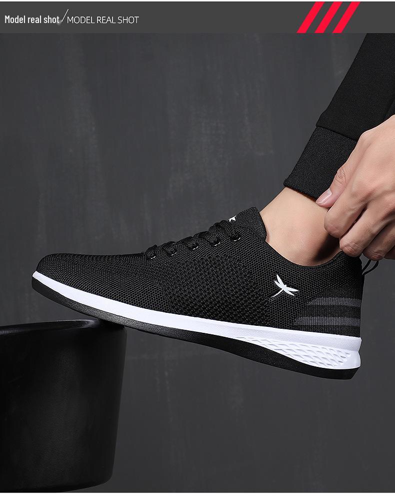 Red Dragonfly Men's Flyknit Sports Shoes - Non-slip, Soft Sole, Casual Travel Sneakers for Spring, Summer, and Autumn