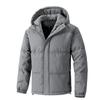 Men's Plus Size Winter Hooded Puffer Jacket - Cotton, Loose, Solid Color, Warm Outerwear