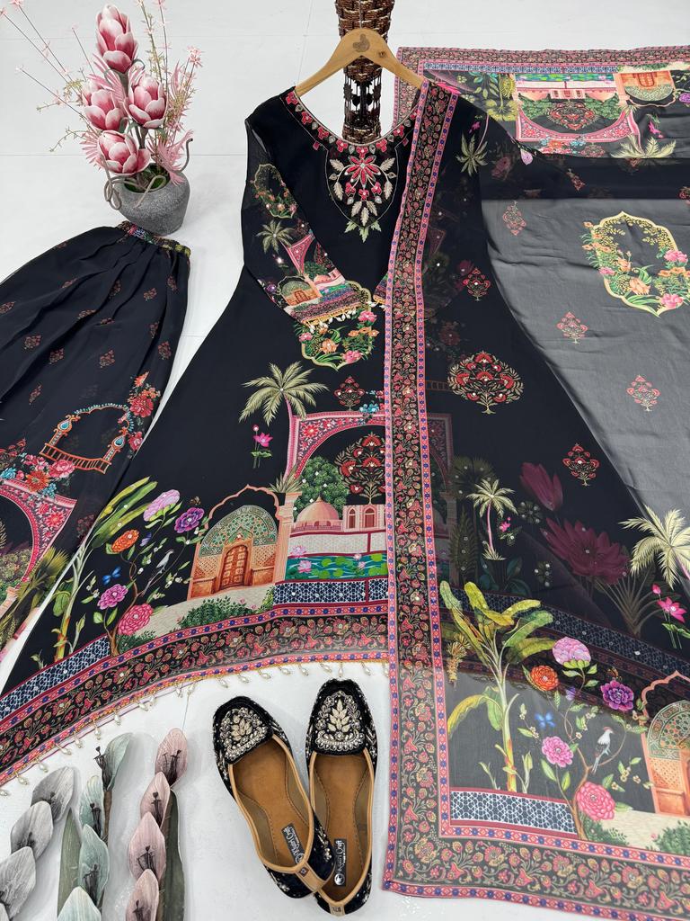 Damen Designer Georgette Fancy Salwar Anzug Indisch Pakistanisch Bollywood Salwar Kameez