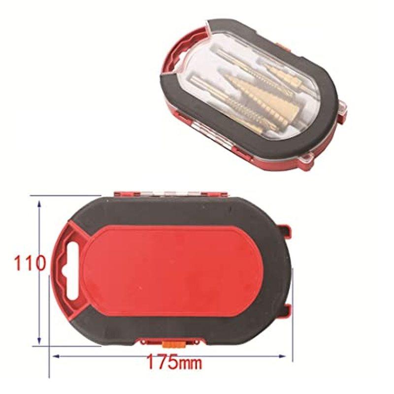 Set de 6 bucăți acoperit cu titan, care include 3 dimensiuni de burghie trepte și 3 dimensiuni de burghie elicoidale pentru prelucrarea metalelor, prelucrarea lemnului, găurirea