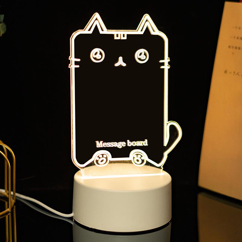 3D Acrylic LED Handwriting Tablet Night Light with Erasable Glow Message Board