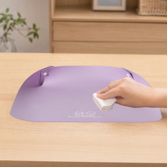 2Pcs Pet Food Mats Waterproof Non Slip Cat Meal Mat Faux Leather Pet