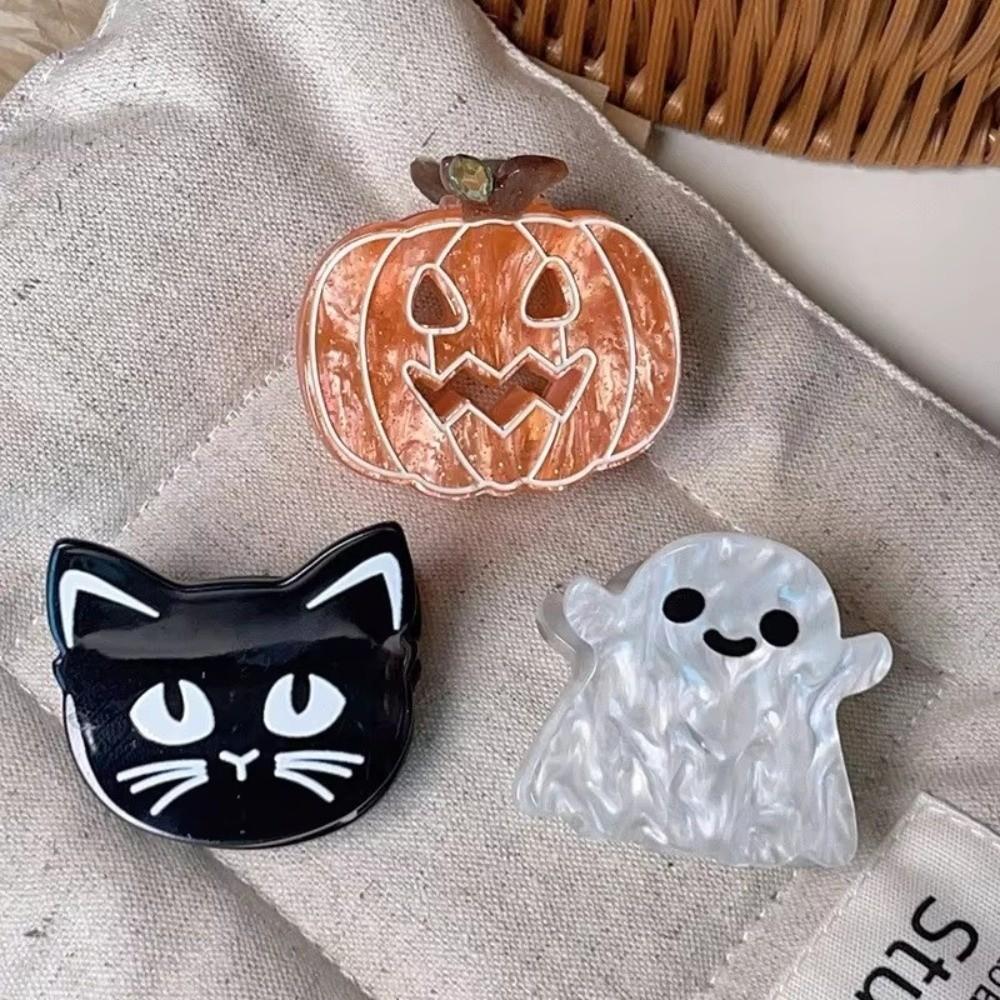 Funny Halloween Shark Clip Ghost Acetic Acid Hair Claw Creative Pumpkin Hair Clip  Cosplay