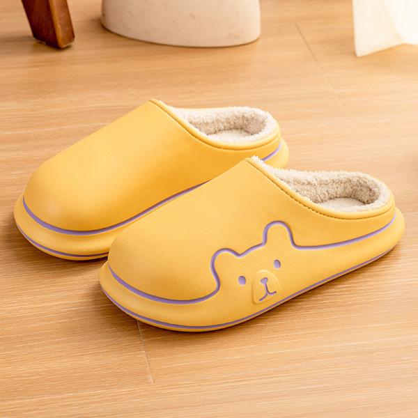 All-inclusive and waterproof cotton slippers, autumn and winter couples wear non-slip, comfortable and plush warm home plush cotton shoes