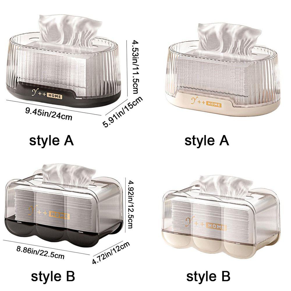 Plastic Tissue Box Built-in Spring Automatic Lifting Napkin Dispenser Box Visible Large Capacity Paper Box Container Living Room